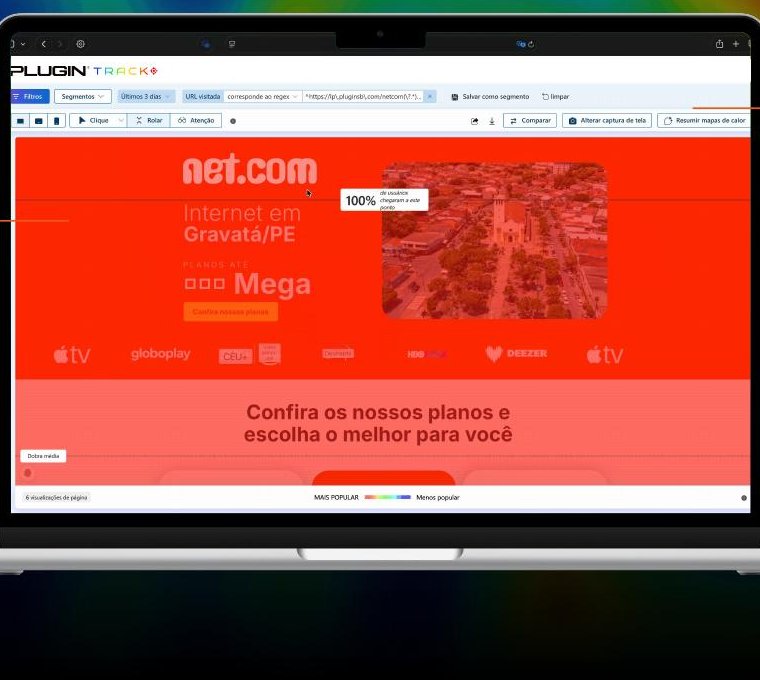 Mapa de calor do Plugin Track sobre a landing page