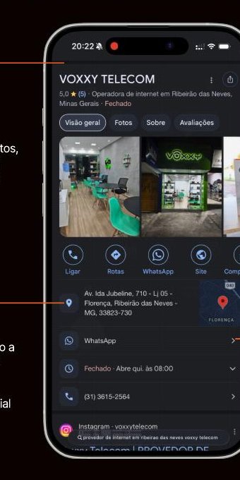 Perfil da Voxxy no Google Meu Negócio